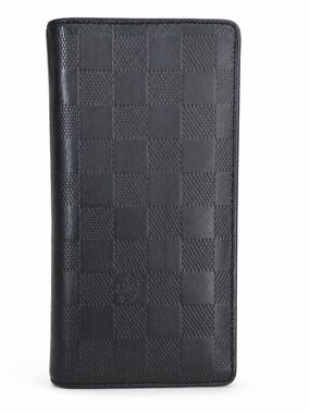 Louis Vuitton Damier Infini Brazza Wallet Black Leather Long Bifold Mens Wallet